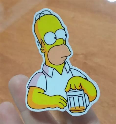 STICKERS CALCO RESISTENTE AL AGUA HOMERO SIMPSON CERVEZA