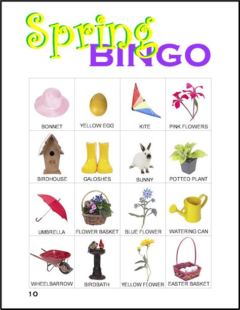 Spring Bingo Card 10 Makingfriends