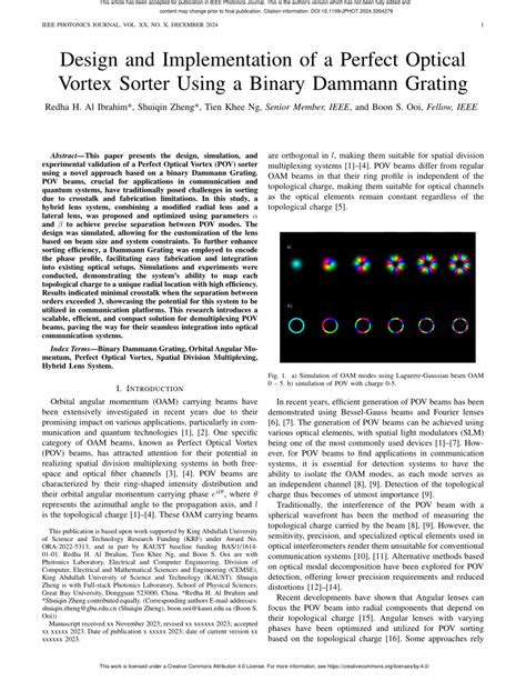 PDF Design And Implementation Of A Perfect Optical Vortex Sorter