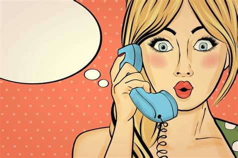 Premium Vector Surprised Pop Art Woman With Retro Phone Who Tells Her Secrets Pin Up Girl