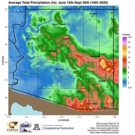 Arizona Monsoon Season Precipitation Maps