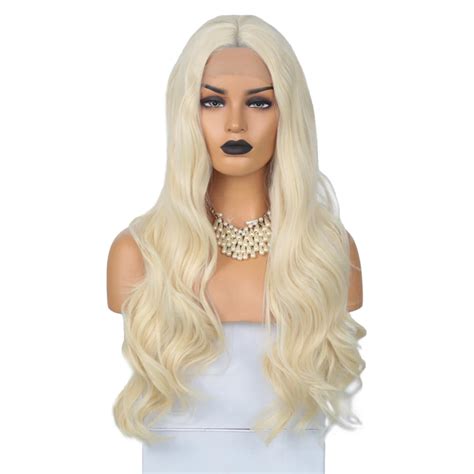 Rongduoyi Long 613 Blonde Synthetic Lace Front Wig Middle Part Natural Wave Heat Resistant