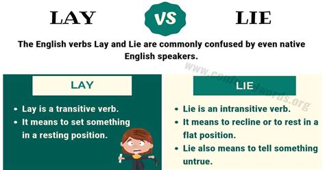 LAY vs LIE: How to Use Lie vs Lay Correctly? - Confused Words