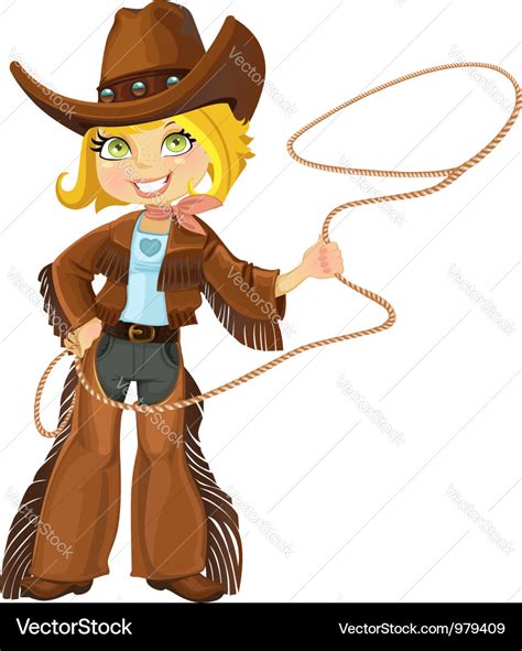 Blond Cowgirl With Lasso Royalty Free Vector Image