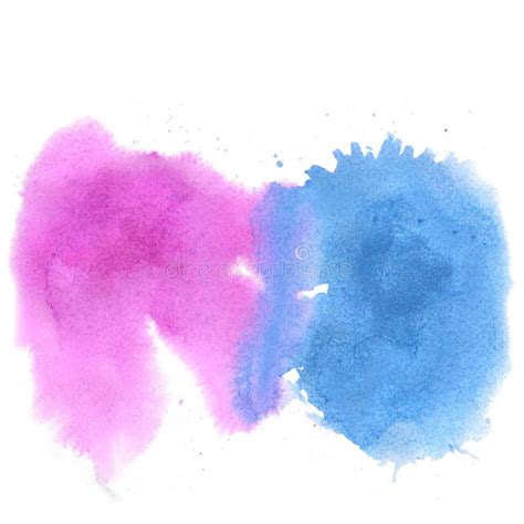 Watercolor Abstract Splash Blue Pink Watercolor Drop Isolated Blot For