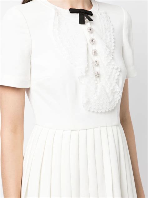 Self Portrait Bow Detail Pleated Minidress White Farfetch