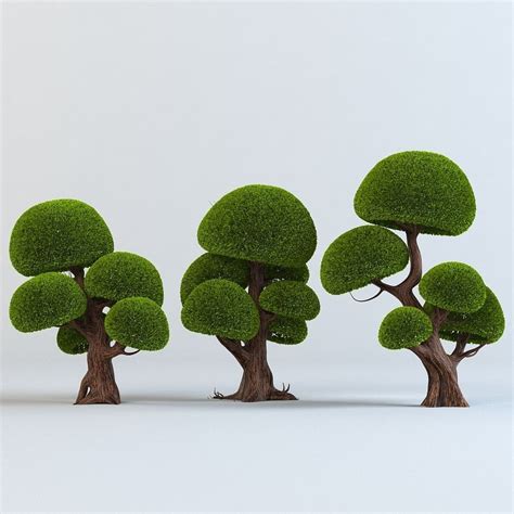 Cartoon Trees Set 3d Model Cgtrader