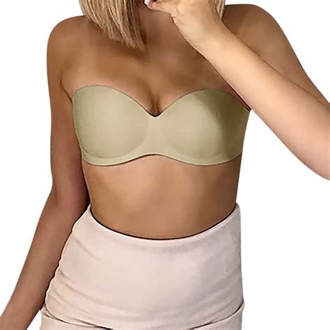 Mnjin Women S Strapless Bras Wireless Bandeau Unlined Push Up Underwear