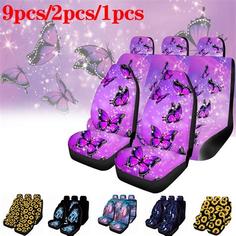 Purple Butterfly Design Cars Seat Covers Full Set Blanket Car Seat Covers 2pc Front Seat Cover