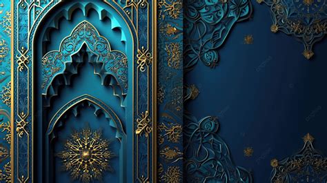 Ramadan Kareem Islamic Arabic Blue Luxury Background With Geometric