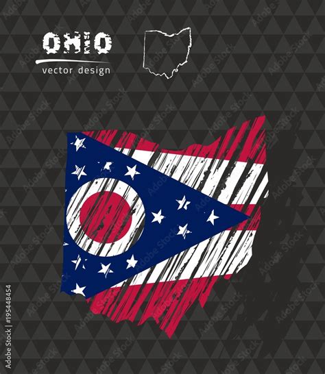 Ohio National Vector Map With Sketch Chalk Flag Sketch Chalk Hand