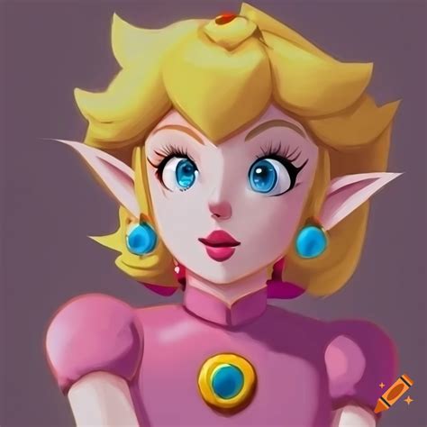 Link Dressed As Princess Peach With Long Blonde Hair And Makeup In