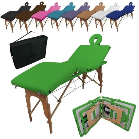 Table De Massage Pliante En Bois 4 Zones Vert Vivezen Cdiscount