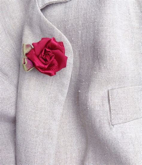 Red Rose Silk Lapel Flower Mens Lapel Pin Flower Lapel Pin Etsy