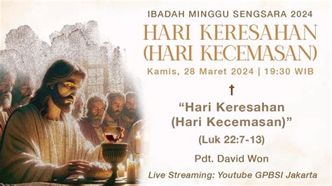 Ibadah Online Hari Keresahan Hari Kecemasan Pdt David Won Youtube