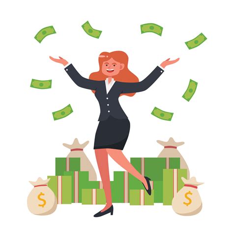 Happy Rich Successful Businesswoman Character Vector Art At