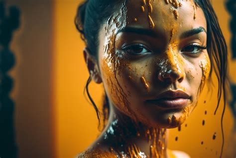 Premium Photo Close Up Of Woman With Face Paint