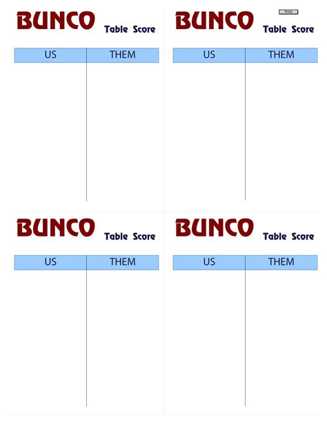 Free Printable Bunco Score Sheet Templates [pdf Word]