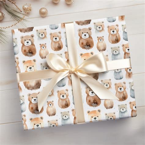 Bear Baby Shower Wrapping Paper Teddy Bear Wrapping Paper Roll Cute