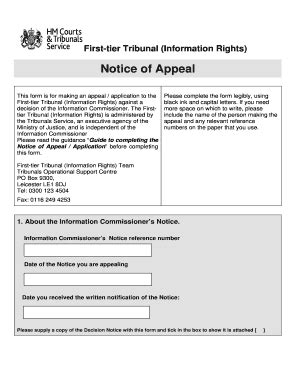 First Tier Tribunal Application Form PdfFiller