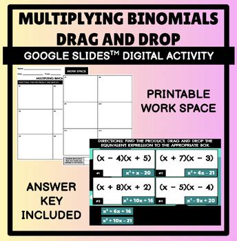 Multiplying Binomials Digital Activity Drag And Drop By Multiple