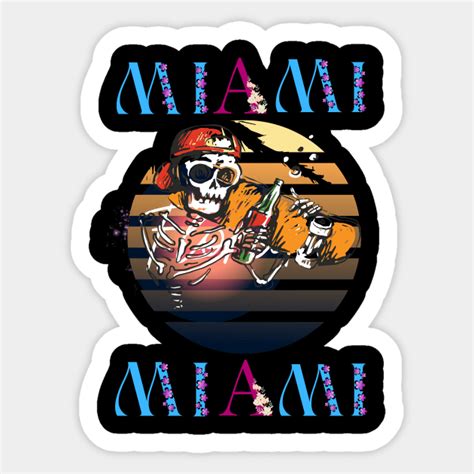 Miami Skateboard Skull Skateboard Sticker Teepublic