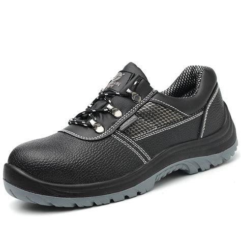 Black Cow Leather Steel Toe Anti Static Puncture Resistant Work Safety