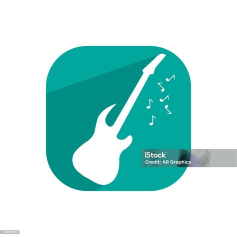 Ikon Vektor Template Logo Gitar Alat Musik Musisi Ilustrasi Stok