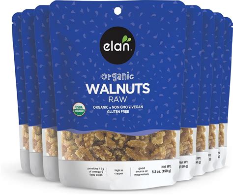 Elan Organic Walnuts Raw Nuts Unsalted Unroasted No Shell Non Gmo