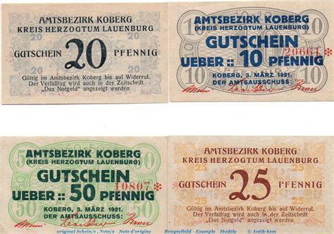 Notgeld De 4 Scheine Kpl 1921 Notgeld Amtsbezirk Koberg 713 1 Set Mit