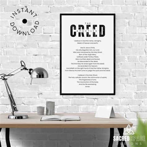 Apostles Creed Masculine Wall Art Printable Theology Church Decor