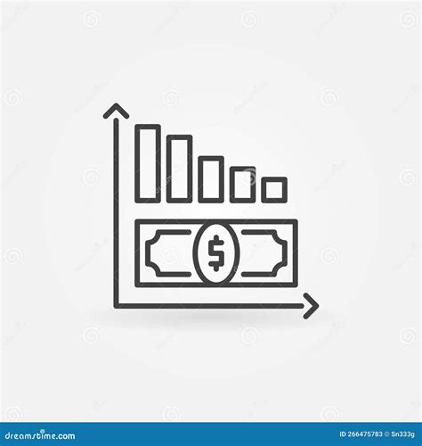 Hyperinflation Chart With Dollar Banknote Vector Concept Line Icon Or