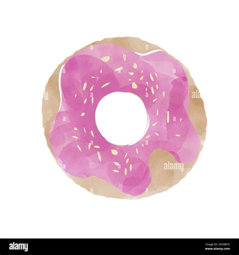 Donut With Pink Glaze And Colorful Sprinkles Isolated On A White