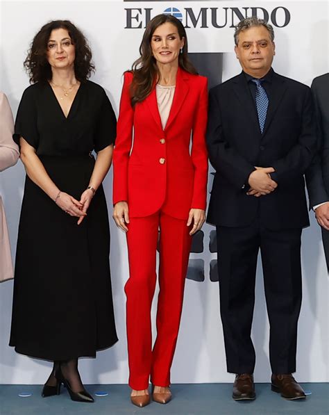 Queen Letizia Brings Back Red Carolina Herrera Pantsuit For Days Of