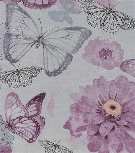 Keepsake Calico Cotton Fabric Purple Watercolor Butterfly Floral Joann