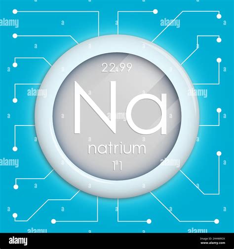 Realistic button with natrium symbol. Chemical element is natrium ...