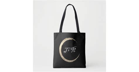 Minimalism Black White Gold Initials Monogram Name Tote Bag Zazzle