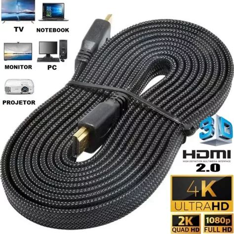 Cabo Hdmi 5 Metros 4k Full Hd 3d 2 0 Smart Tv Box Notebook MercadoLivre