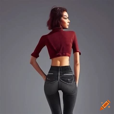 Stylish Outfit With Black Skinny Jeans And Wine Red Crop Top On Craiyon