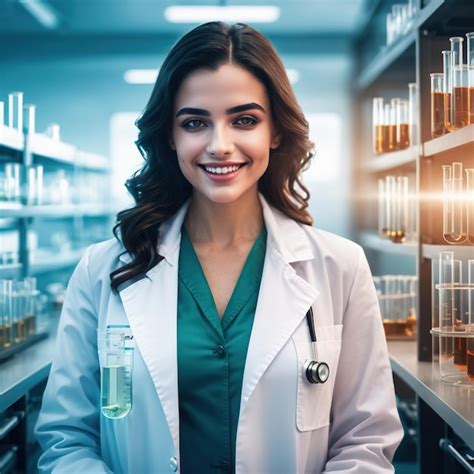 Premium Photo Woman Scientist In Lab Coat Laboratory With Test Tubes Digital Collage