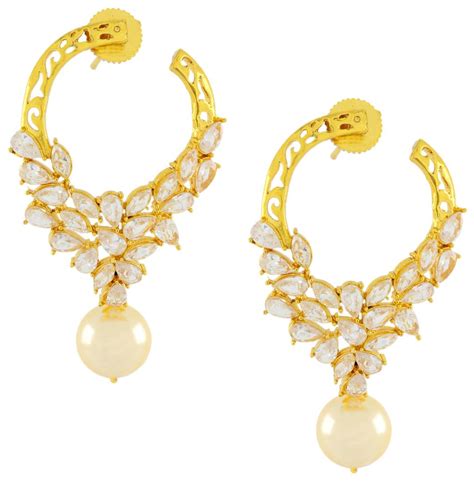 Buy The Jewelbox Kundan Pearl Filigree K Gold Plated Chand Bali