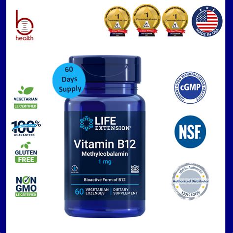 Life Extension Vitamin B12 Methylcobalamin 1 Mg Exp 1025 60