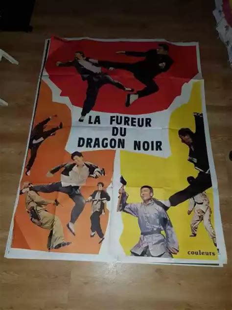 AFFICHE DE CINÉMA d époque de 1972 du film LA FUREUR DU DRAGON NOIR