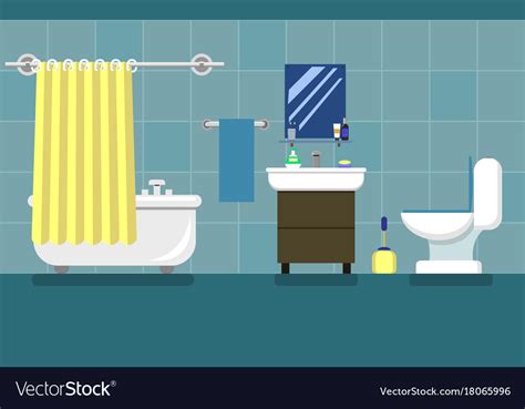 Bathroom With Furniture Flat Style Royalty Free Vector Image