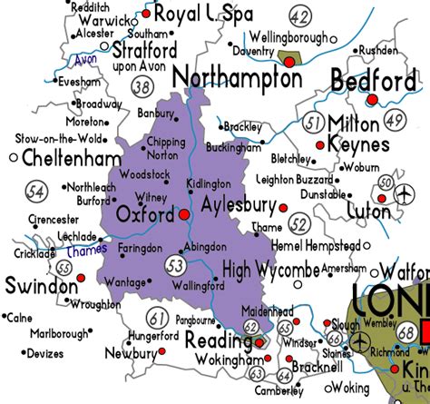 Map of Oxfordshire in England - Useful information about Oxfordshire ...