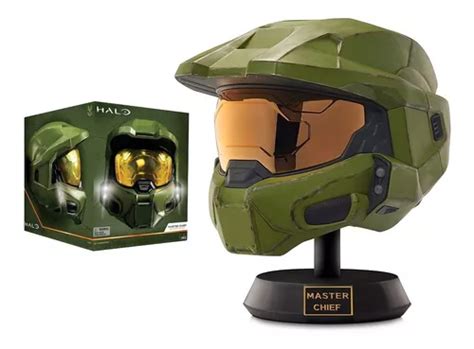 Casco Halo Master Chief Luces Led Con Soporte Original Lujo