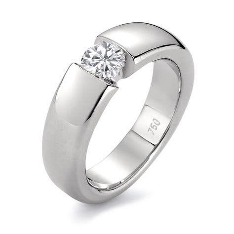 Rhomberg Schmuck Solitär Ring 750 18 K Weissgold Diamant weiss 0 50