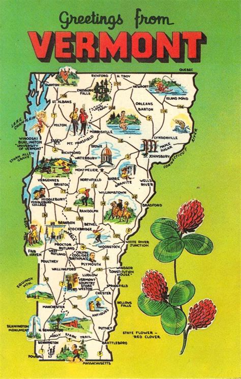 Large Detailed Tourist Map Of Vermont With Cities And Towns Images