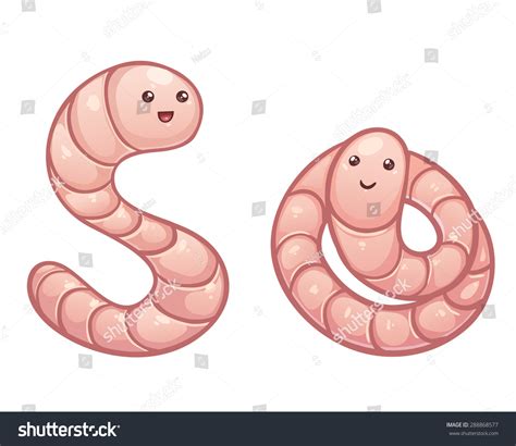 Two Cute Cartoon Worms Stock Vector Illustration 288868577 Shutterstock