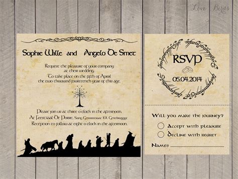 Lord Of The Rings Invitations Printable